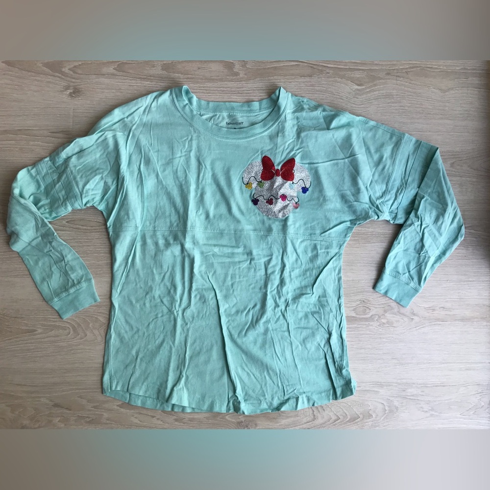 Disney Park spirit jersey in mint/ aqua, Holiday themed, size Medium